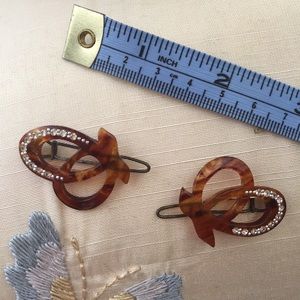 Vintage Tortoise/Rhinestone Hair Clips